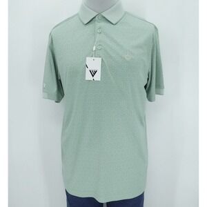Ohoopee Match Club Polo Men M Green Geometric Performance Preppy Casual